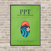 Thumbnail for Tahiti Faa'a Airport PPT vertical canvas print - framed - light green background