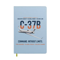 Thumbnail for C-37B Global Command Link design on light blue notebook