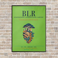 Thumbnail for Kempegowda International Airport Bengaluru BLR vertical canvas print - framed - light green background