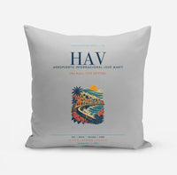Thumbnail for Havana José Martí International Airport (HAV) design on light gray pillow