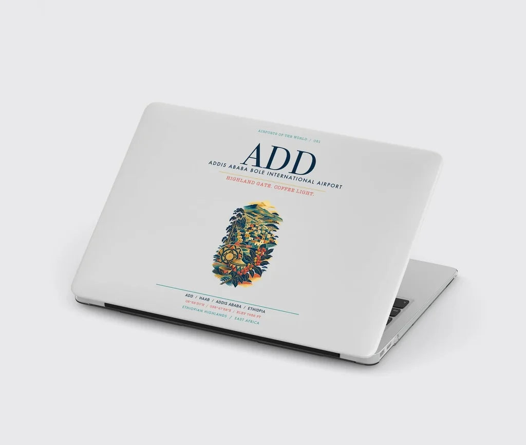 Addis Ababa Bole International Airport (ADD) design on light gray MacBook case