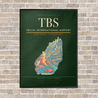 Thumbnail for Tbilisi International Airport TBS vertical canvas print - framed - dark green background