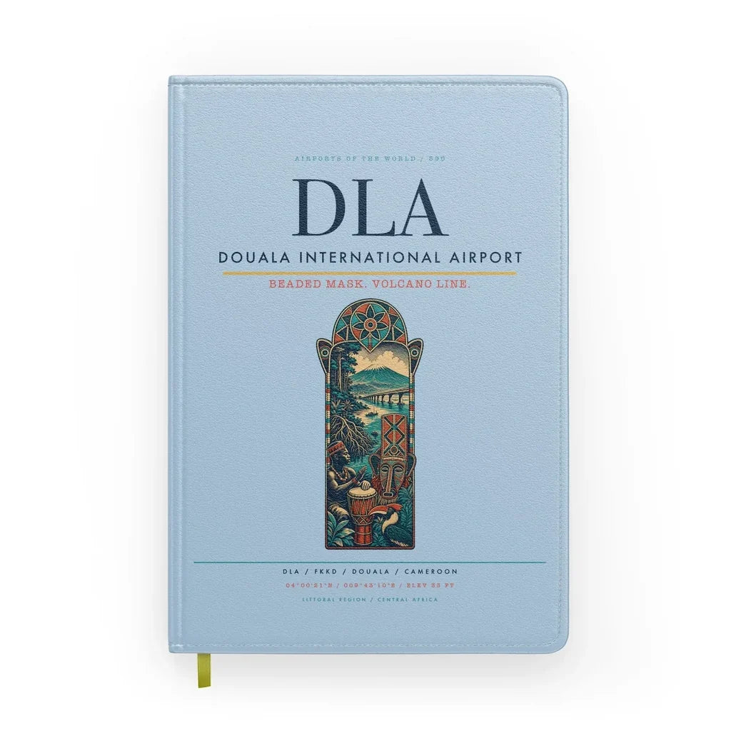Douala International Airport (DLA) design on light blue notebook