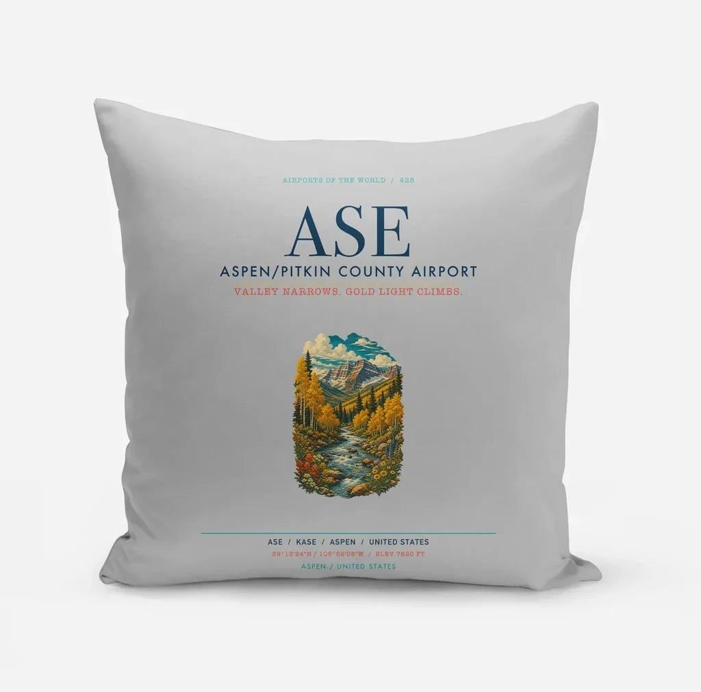 Aspen - Pitkin County Airport (ASE) design on light gray pillow