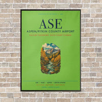 Thumbnail for Aspen - Pitkin County Airport ASE vertical canvas print - framed - light green background