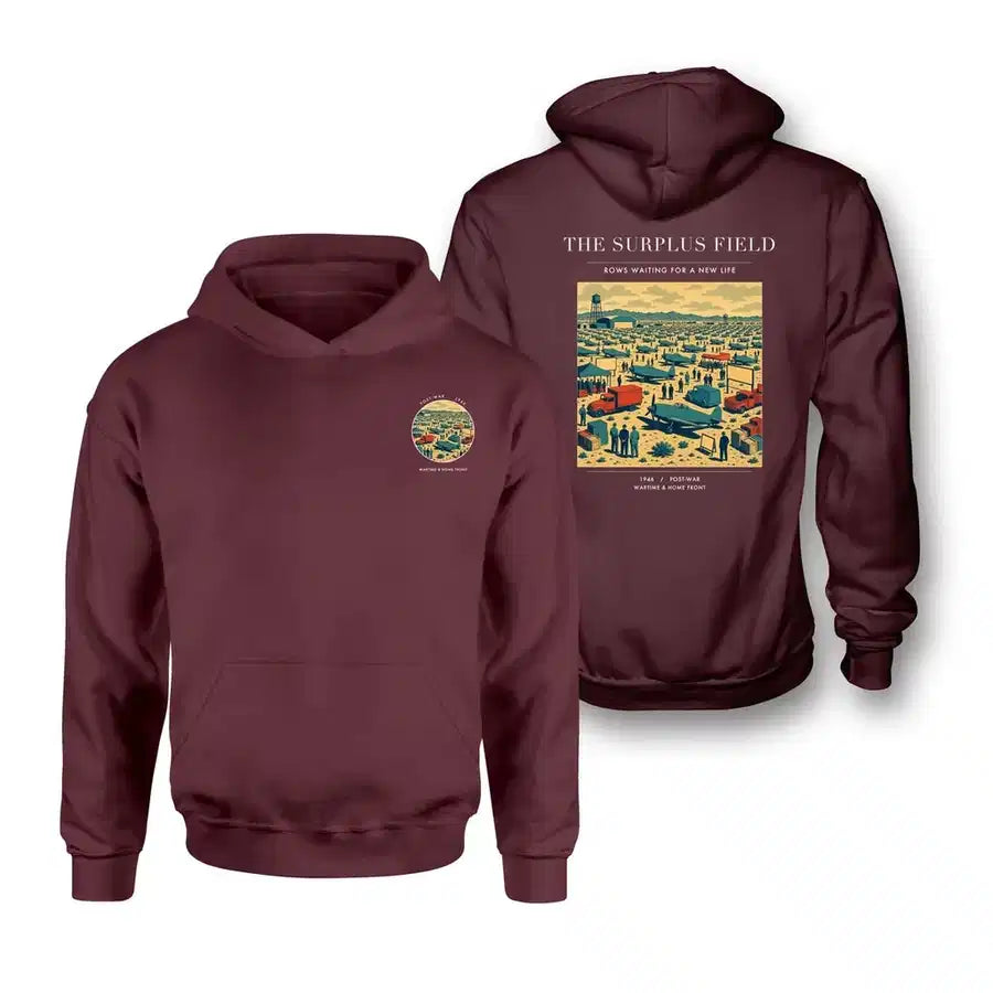VINTAGE G4539 - The Surplus Field - Double-Side Hoodie design on darkred double side