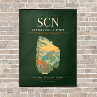 Thumbnail for Saarbrucken Airport SCN vertical canvas print - framed - dark green background