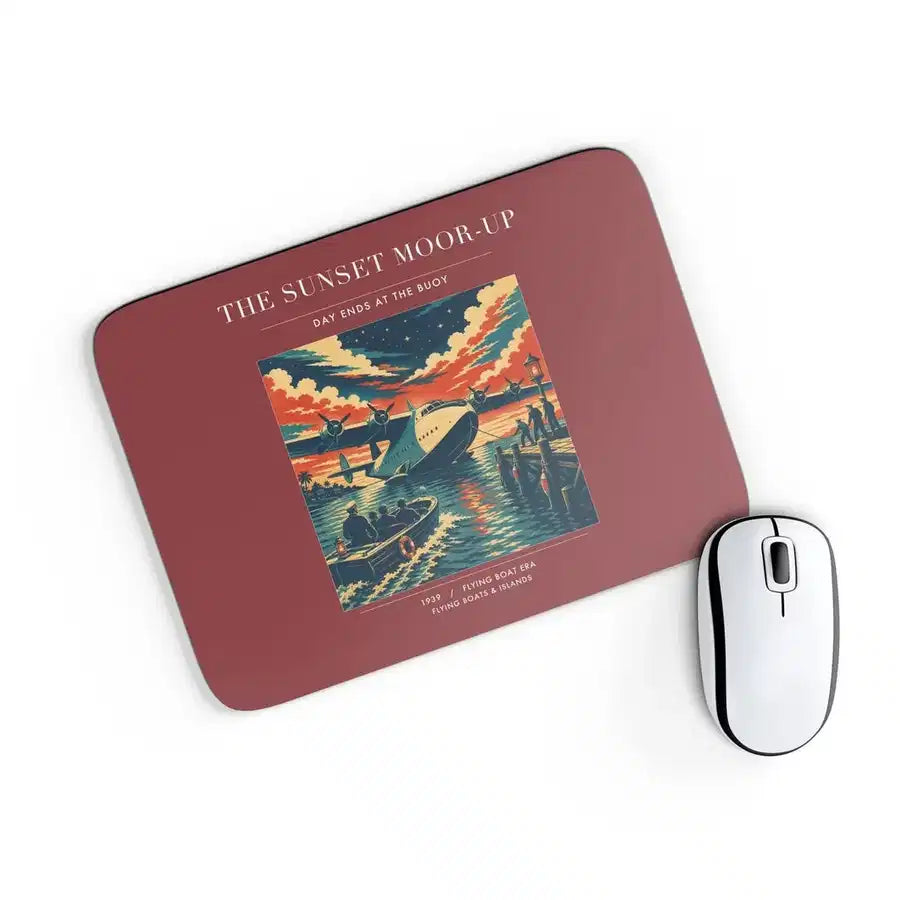 VINTAGE G4277 - The Sunset Moor-Up - Designed Mouse Pads design on darkred rectangle