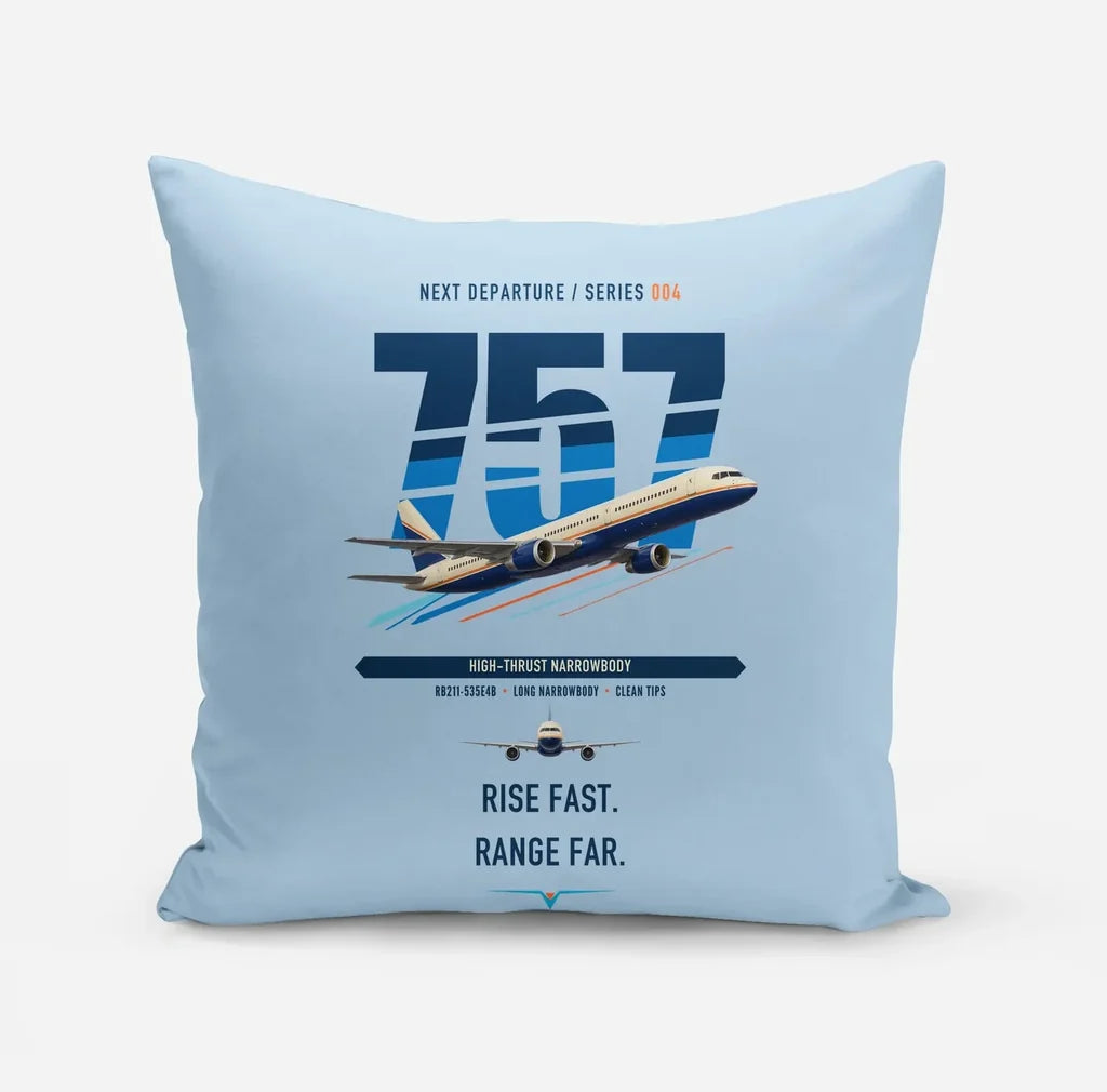 Boeing 757-200 design on light blue pillow