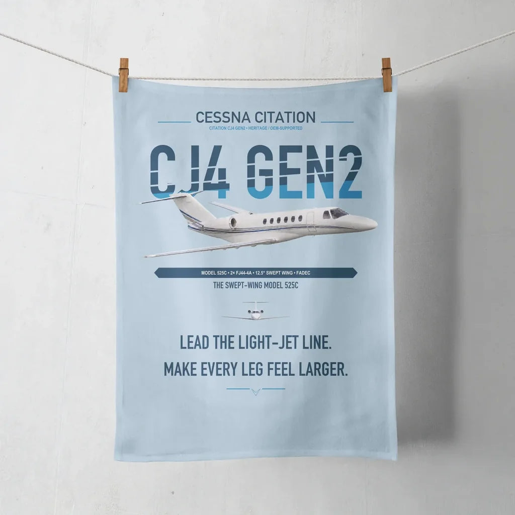Cessna Citation CJ4 Gen2 design on light blue towel