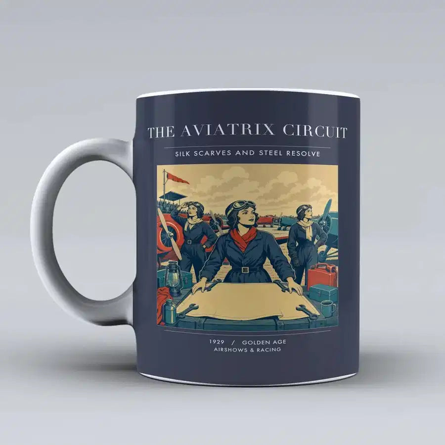 VINTAGE G4164 - The Aviatrix Circuit - Ceramic Mug design on darkblue
