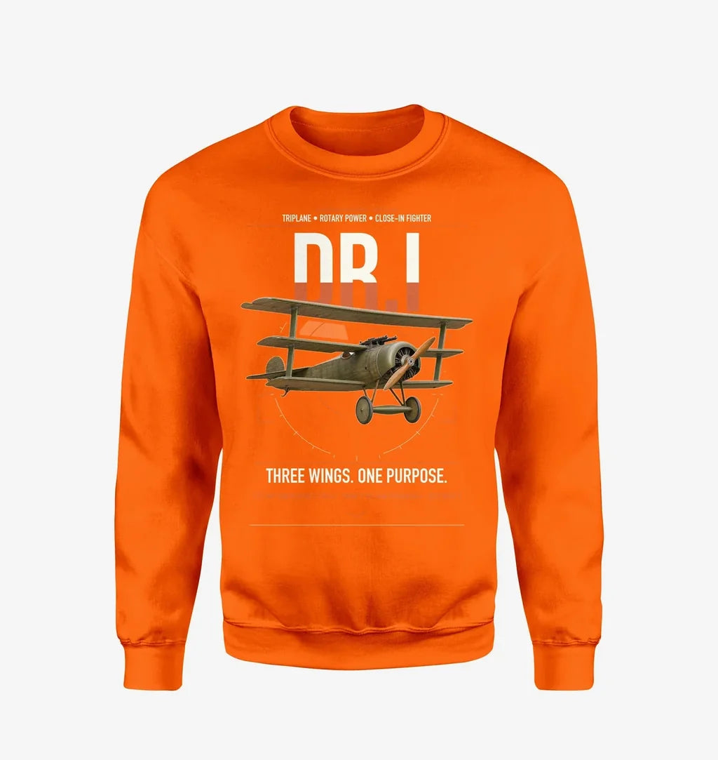 Fokker Dr.I design on orange sweatshirt