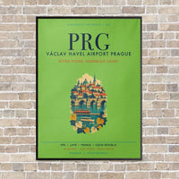 Thumbnail for Vaclav Havel Airport Prague PRG vertical canvas print - framed - light green background