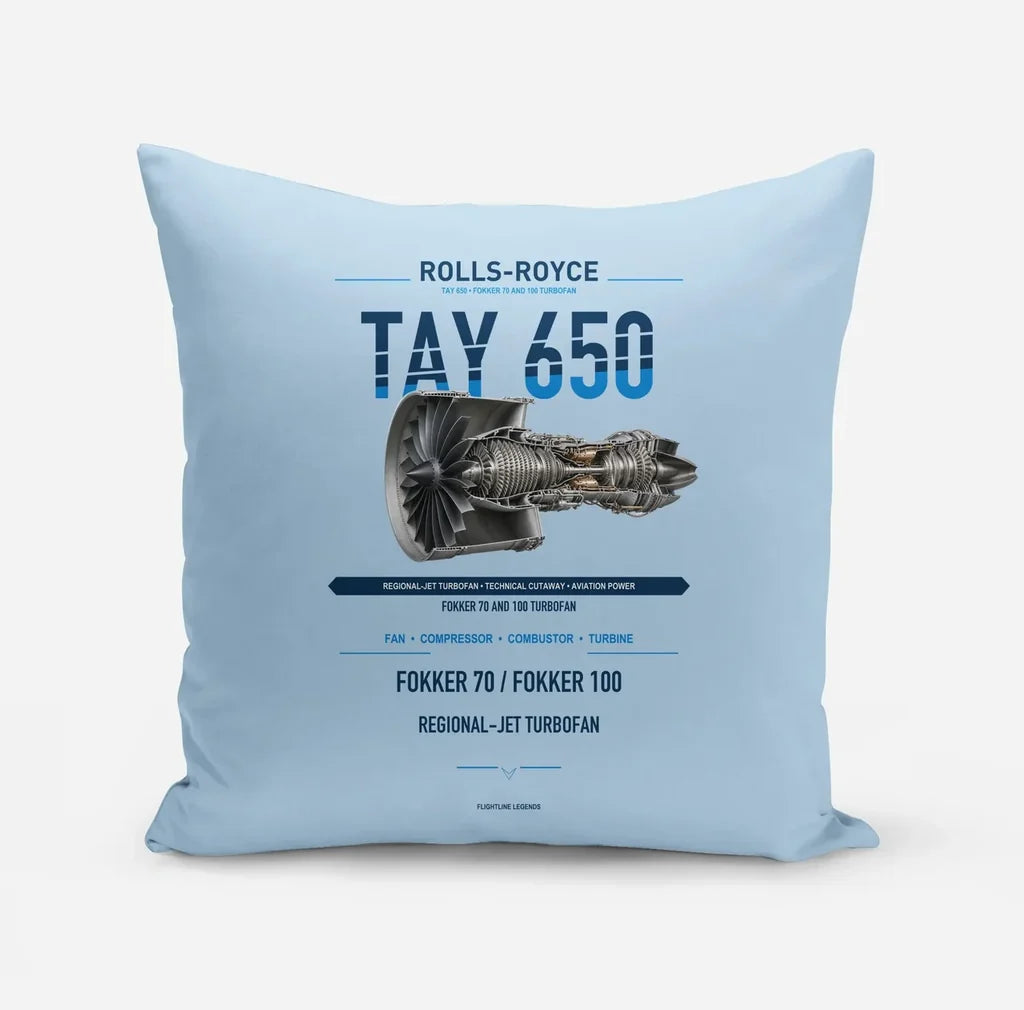 TAY 650 design on light blue pillow