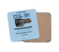 Thumbnail for CF34-3B1 design on light blue 1 piece coaster