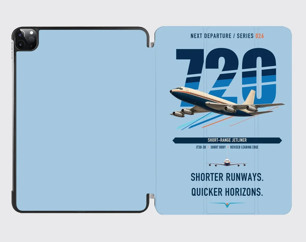 Boeing 720B design on light blue ipad tablet case