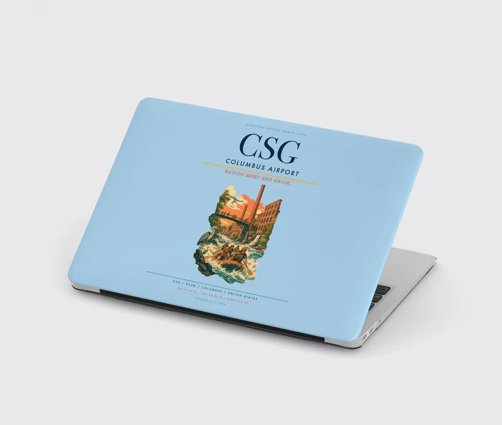 Columbus Airport (CSG) design on light blue MacBook case