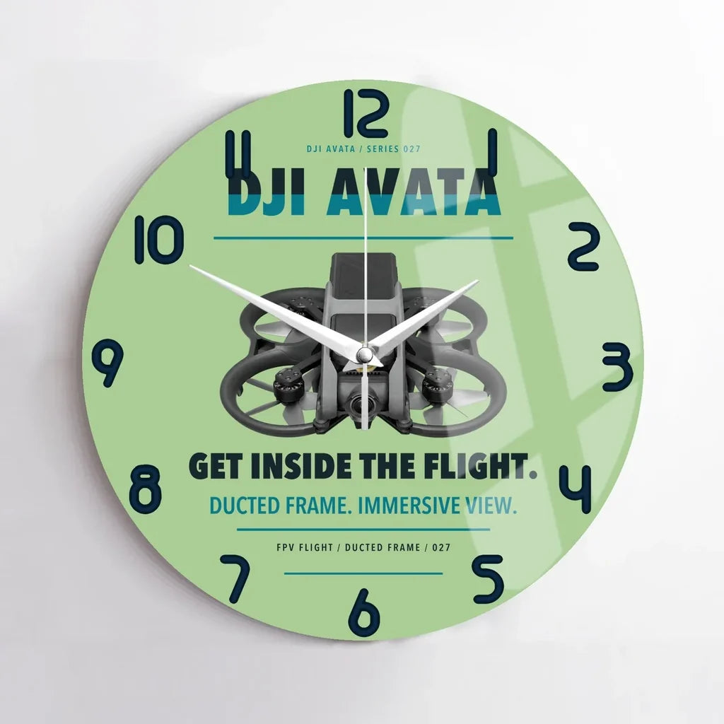 DJI Avata design on light green no frame wall clock