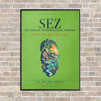 Thumbnail for Seychelles International Airport SEZ vertical canvas print - framed - light green background