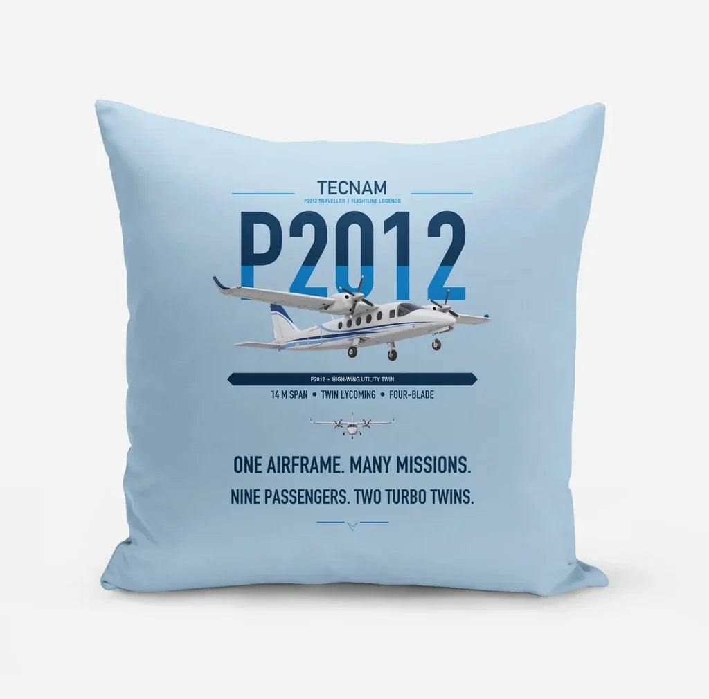 Tecnam P2012 Traveller design on light blue pillow