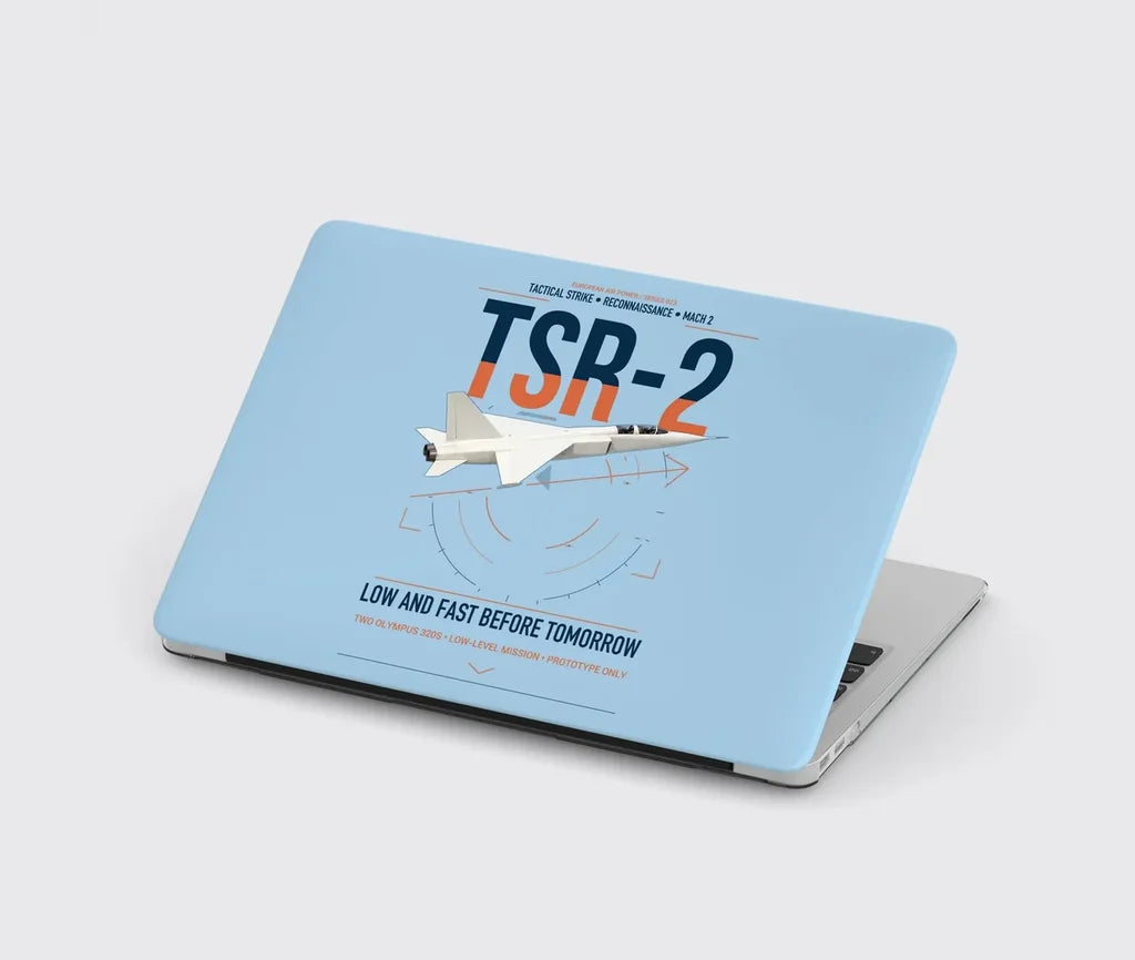 BAC TSR-2 design on light blue MacBook case