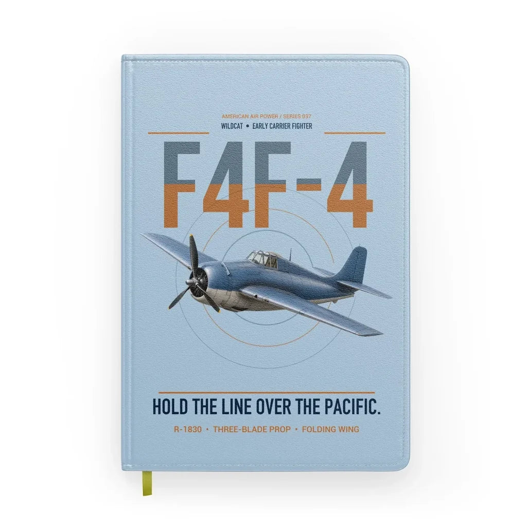 F4F-4 Wildcat design on light blue notebook