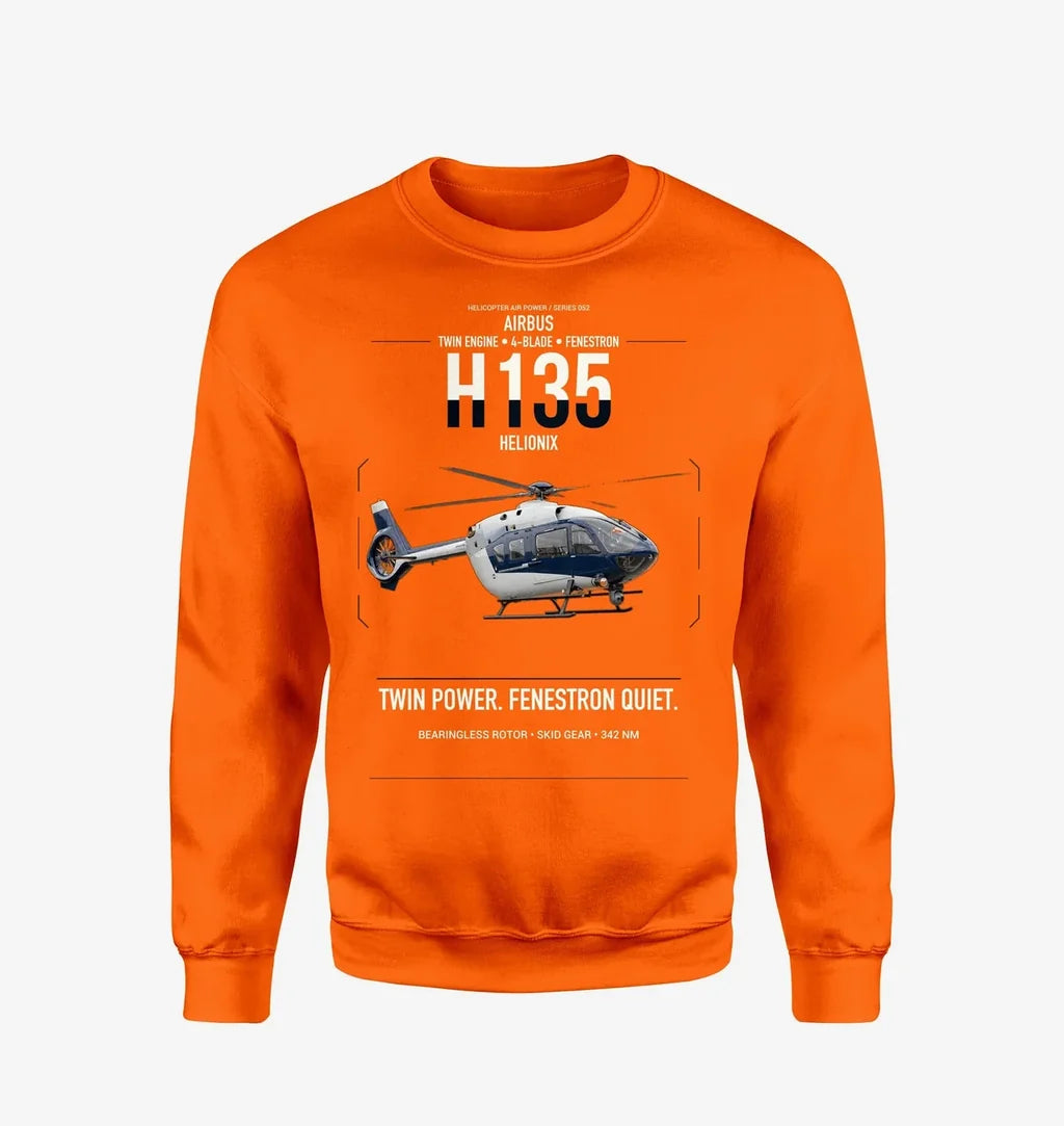 Airbus H135 design on orange sweatshirt