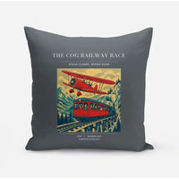 Thumbnail for VINTAGE G4347 - The Cog Railway Race - Designed Pillows design on gray