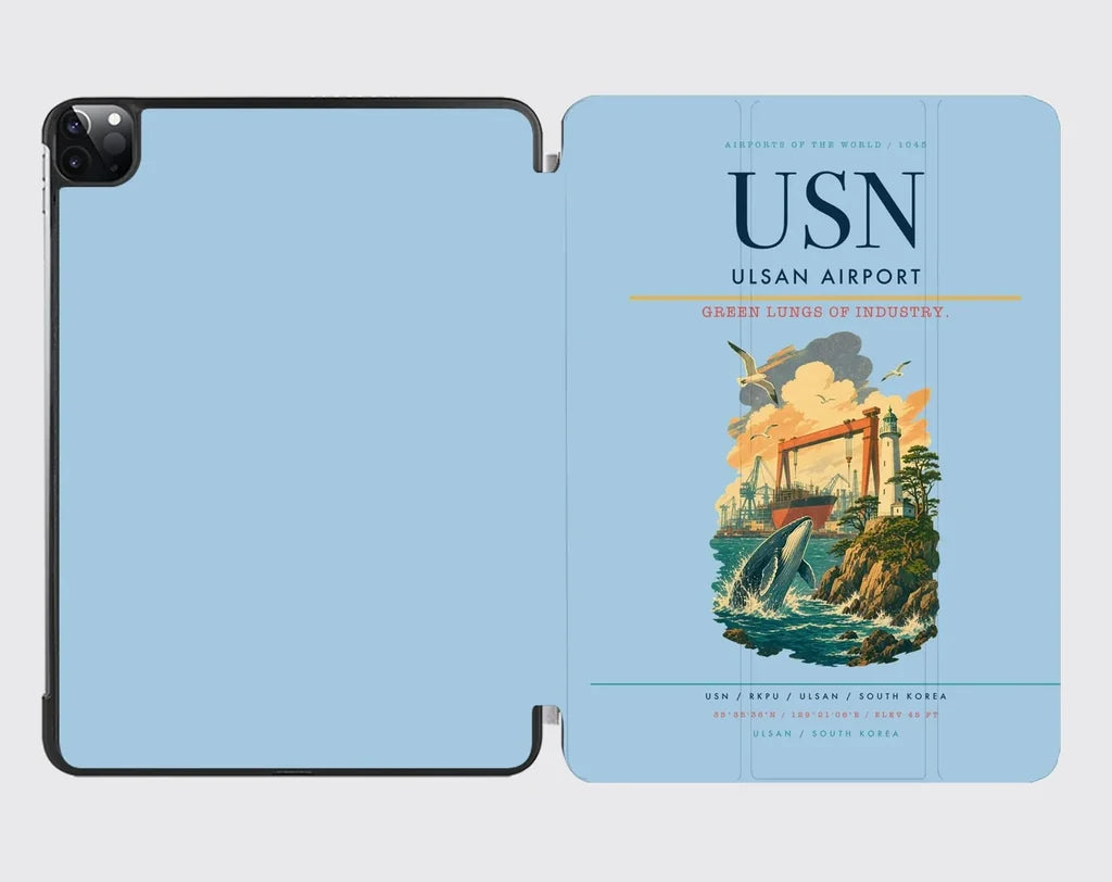 Ulsan Airport (USN) design on light blue ipad tablet case