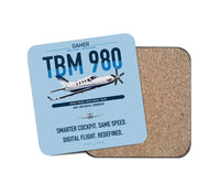 Thumbnail for Daher TBM 980 design on light blue 1 piece coaster
