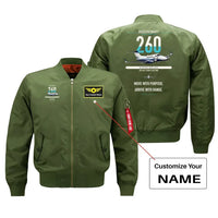 Thumbnail for Beechcraft King Air 260 design on green+name bomber jacket, double-side print