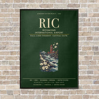 Thumbnail for Richmond International Airport RIC vertical canvas print - framed - dark green background