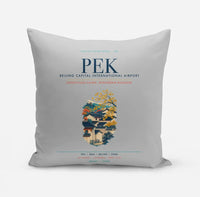 Thumbnail for Beijing Capital International Airport (PEK) design on light gray pillow