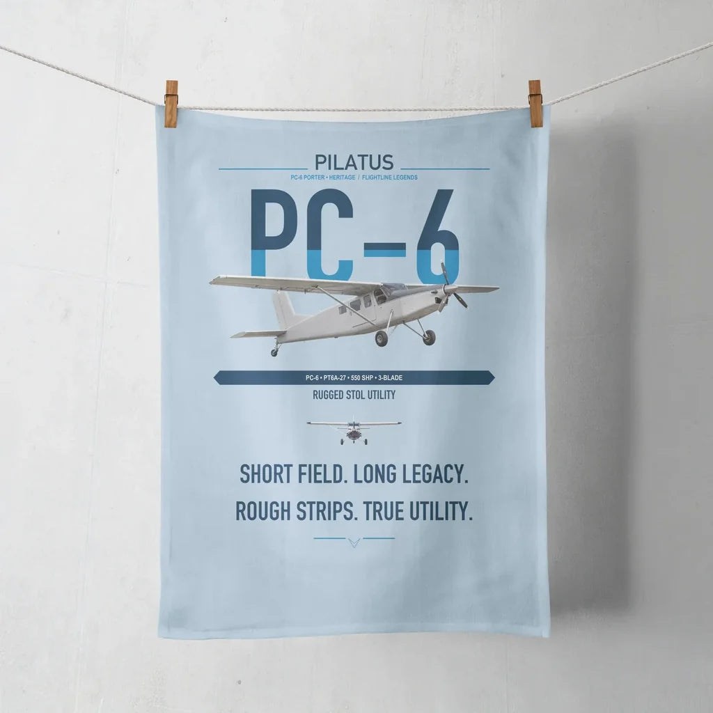 Pilatus PC-6 Porter design on light blue towel