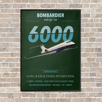Thumbnail for Bombardier Global 6000 vertical canvas print - framed - dark green background
