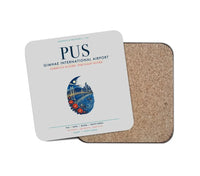 Thumbnail for Gimhae International Airport Busan (PUS) design on light gray 1 piece coaster