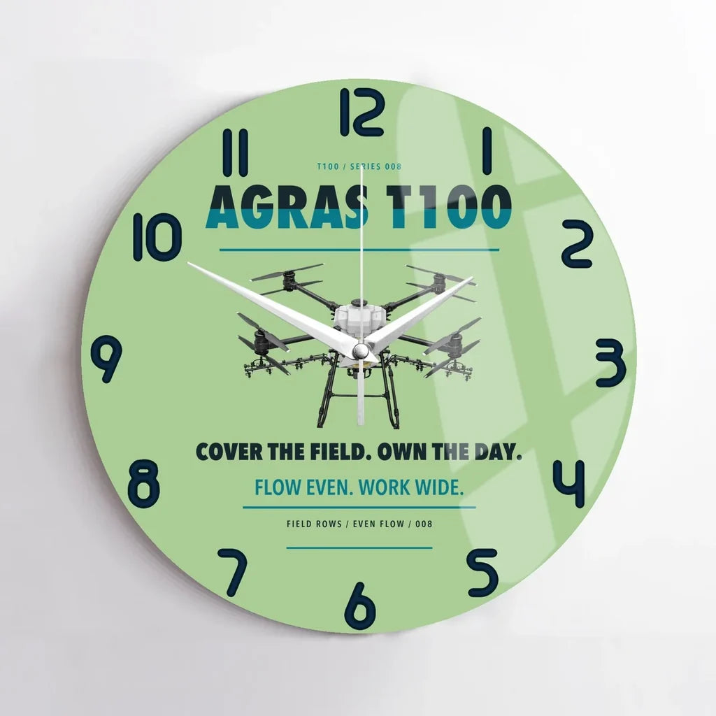 DJI Agras T100 design on light green no frame wall clock