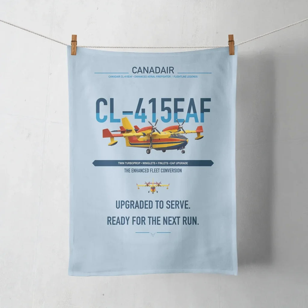 Canadair CL-415EAF design on light blue towel