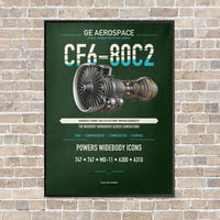 Thumbnail for CF6-80C2 vertical canvas print - framed - dark green background