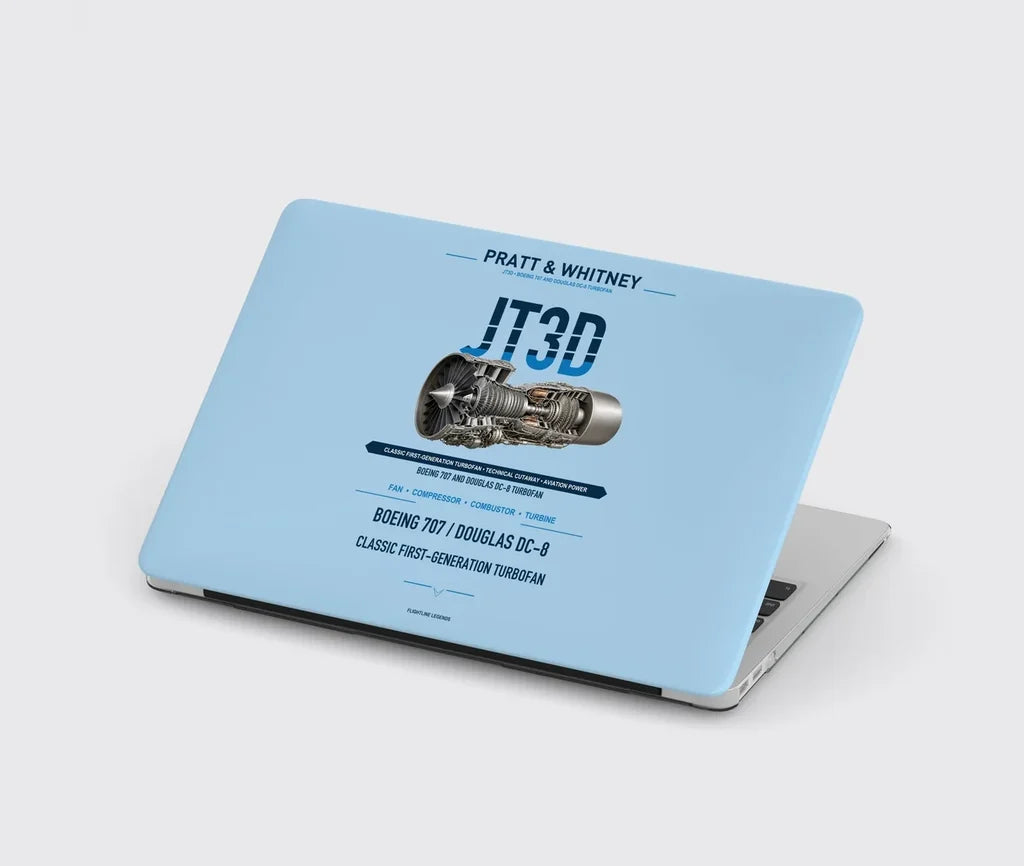 JT3D design on light blue MacBook case