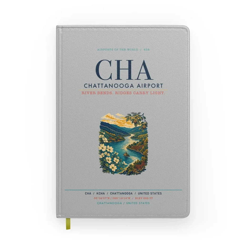 Chattanooga Airport (CHA) design on light gray notebook