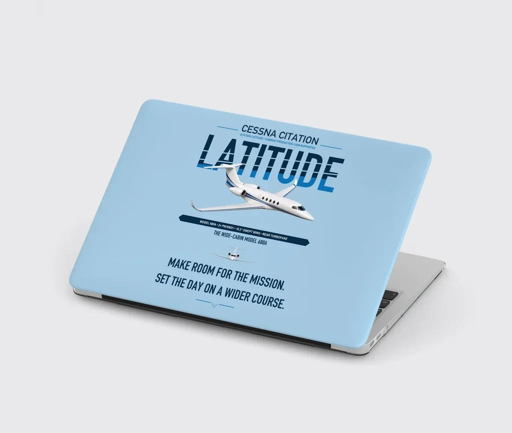 Cessna Citation Latitude design on light blue MacBook case