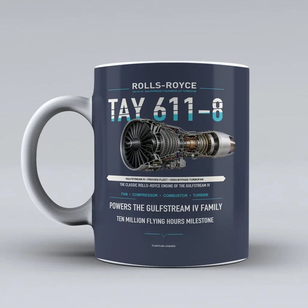 611-8 Mug design on dark blue tay