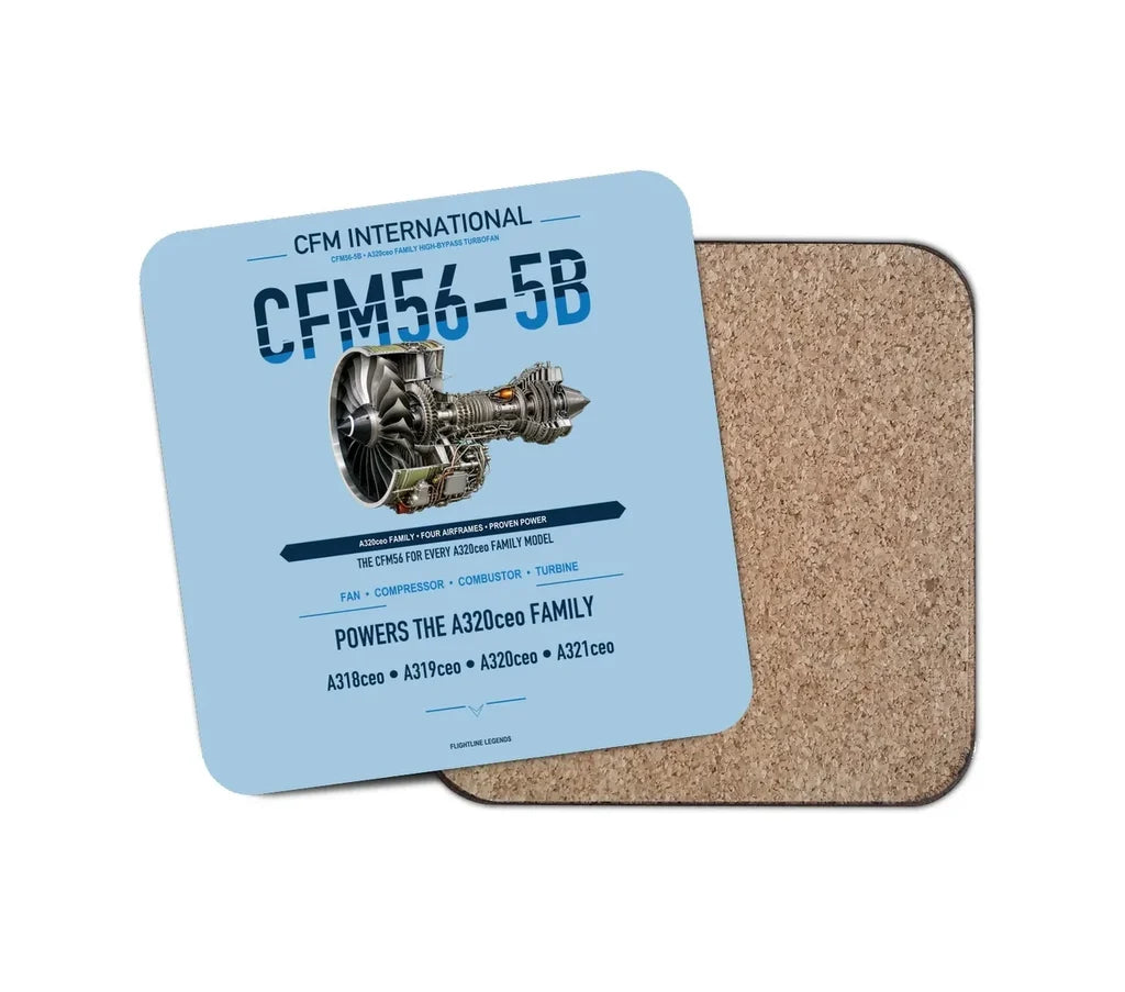 CFM56-5B design on light blue 1 piece coaster
