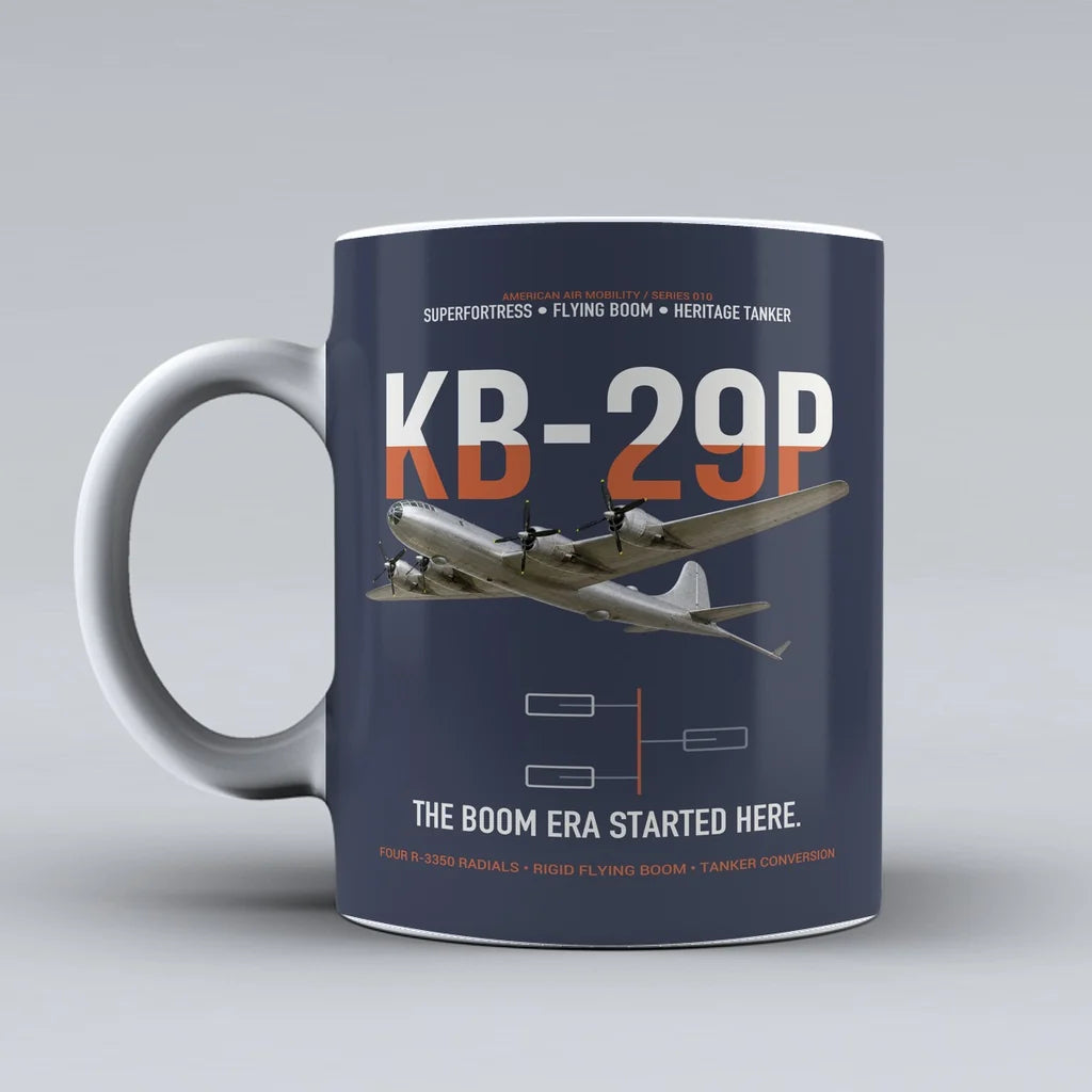 KB-29P SUPERFORTRESS design on dark blue ceramic mug, double-side print