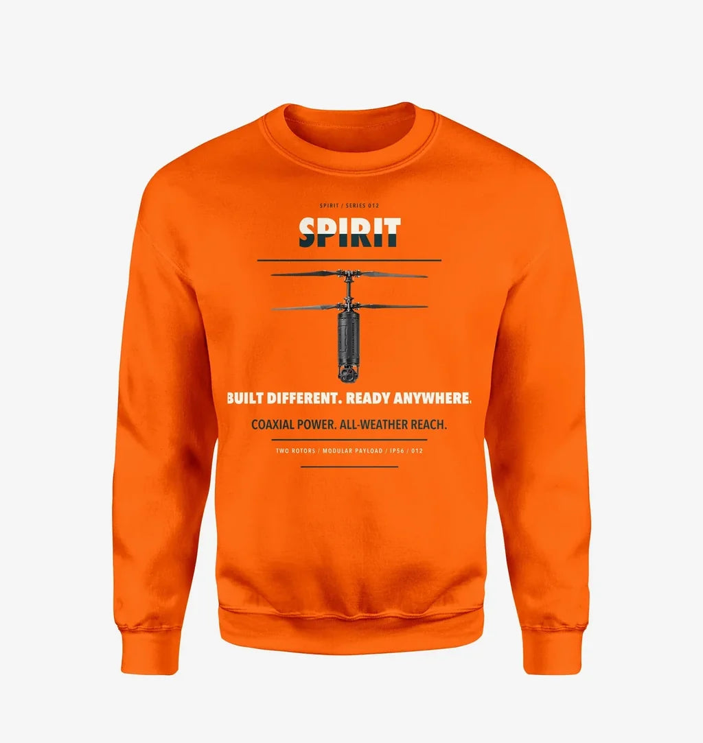 Ascent AeroSystems Spirit design on orange sweatshirt