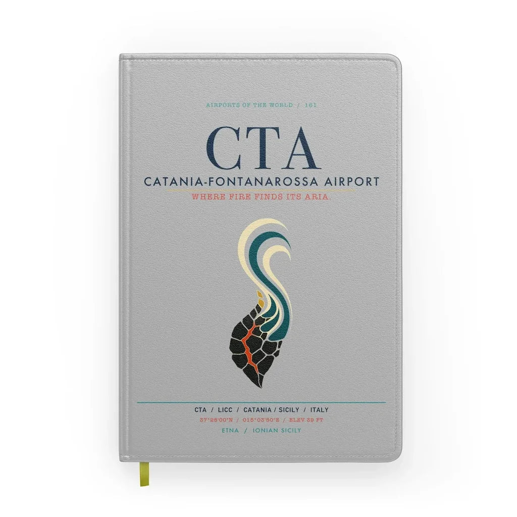 Catania-Fontanarossa Airport (CTA) design on light gray notebook