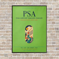 Thumbnail for Pisa Airport Galileo Galilei PSA vertical canvas print - framed - light green background