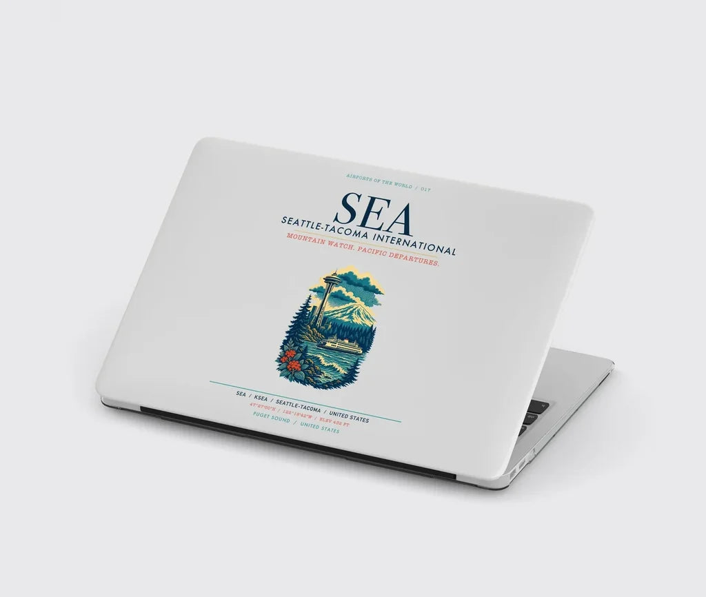 Seattle-Tacoma International Airport (SEA) design on light gray MacBook case