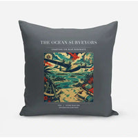 Thumbnail for VINTAGE G4064 - The Ocean Surveyors - Designed Pillows design on gray